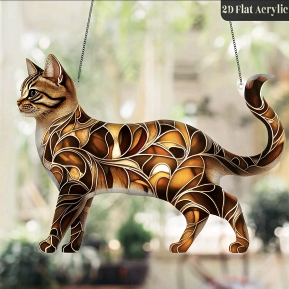 Acrylic Tabby Cat Suncatcher 2D - Picture 1 of 4